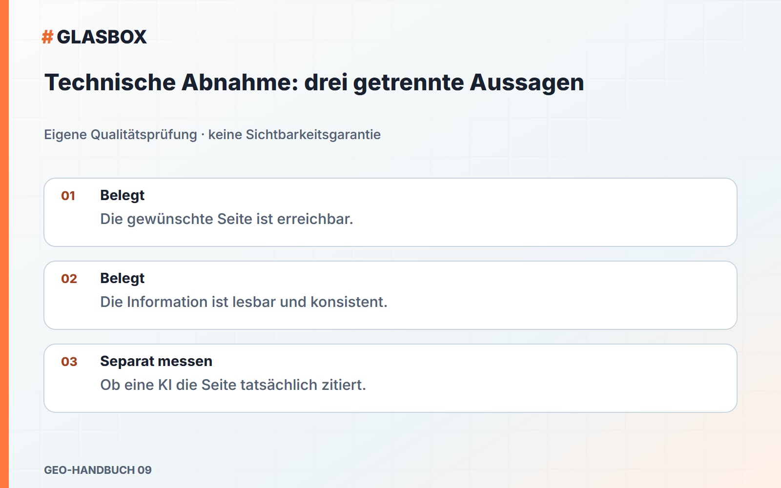 Technische Abnahme: drei getrennte Aussagen