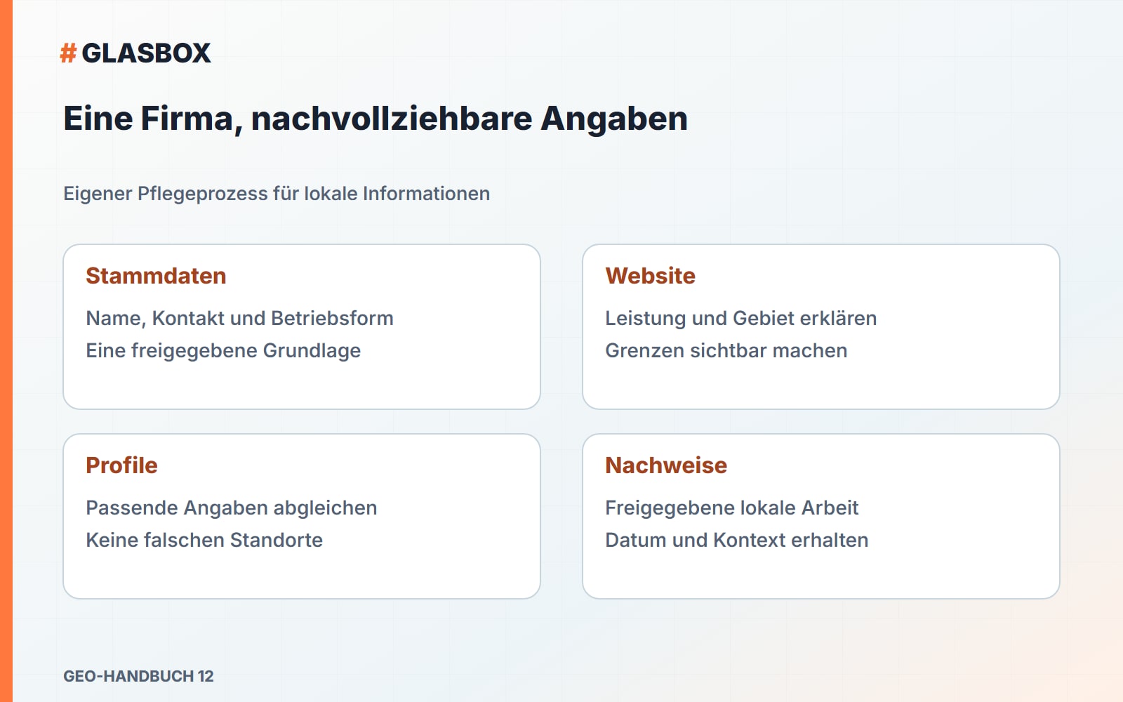 Eine Firma, nachvollziehbare Angaben