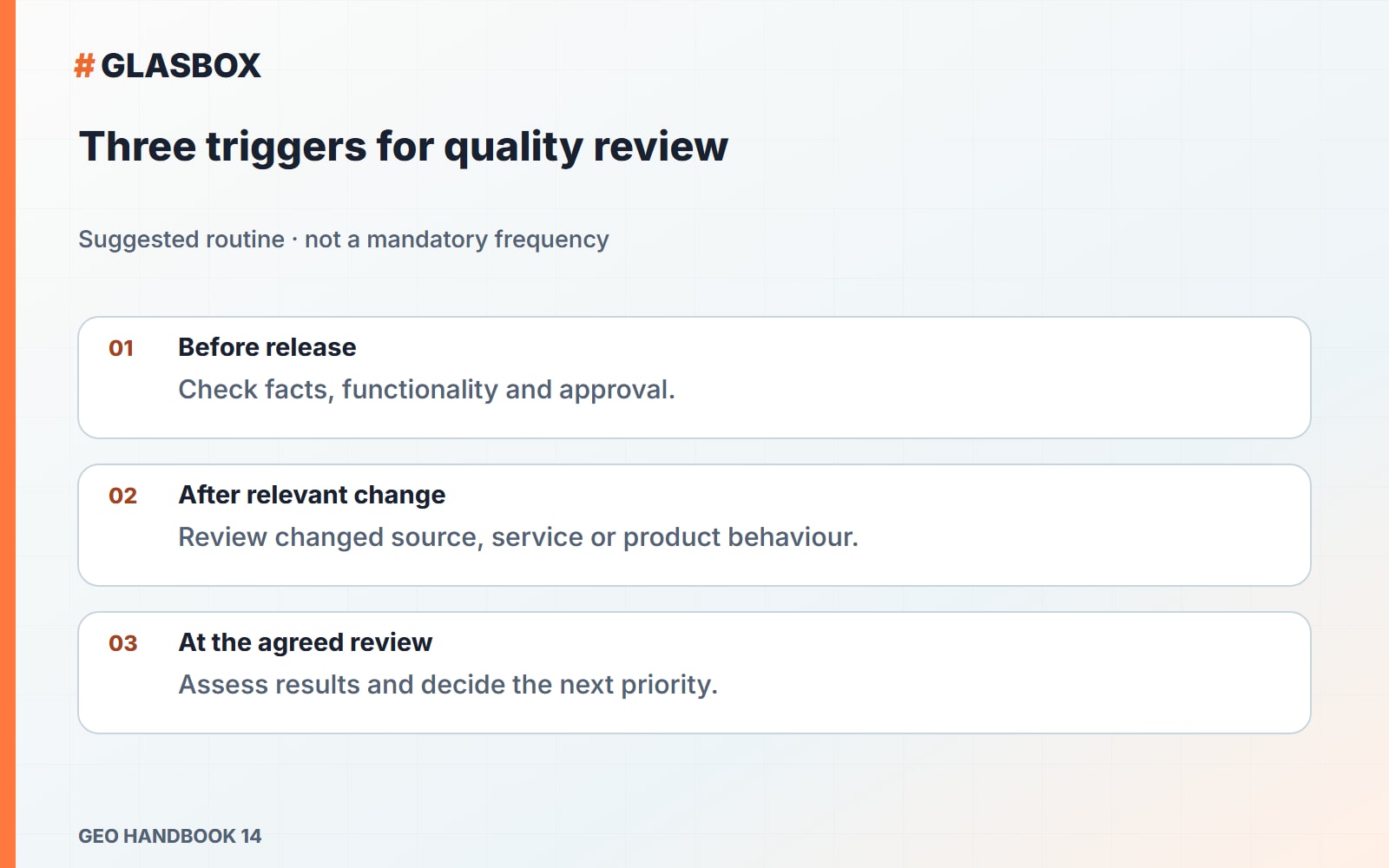 Three triggers for quality review