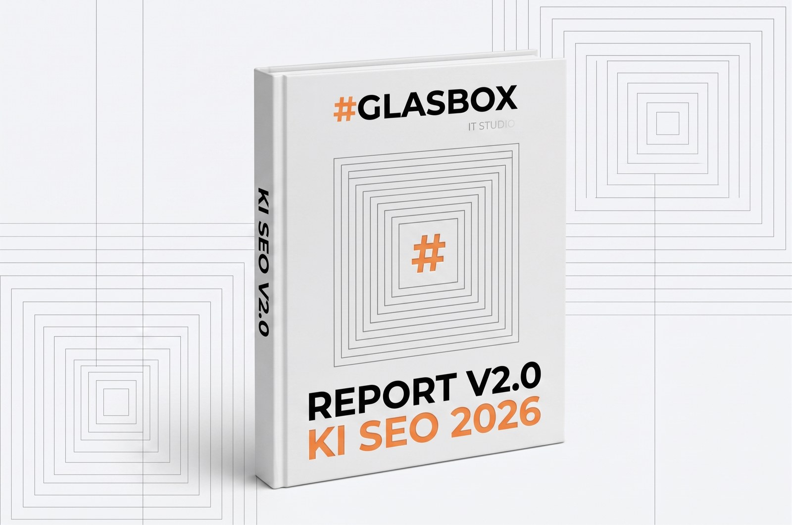 GLASBOX IT Studio: white report cover labelled Report V2.0, KI SEO 2026.